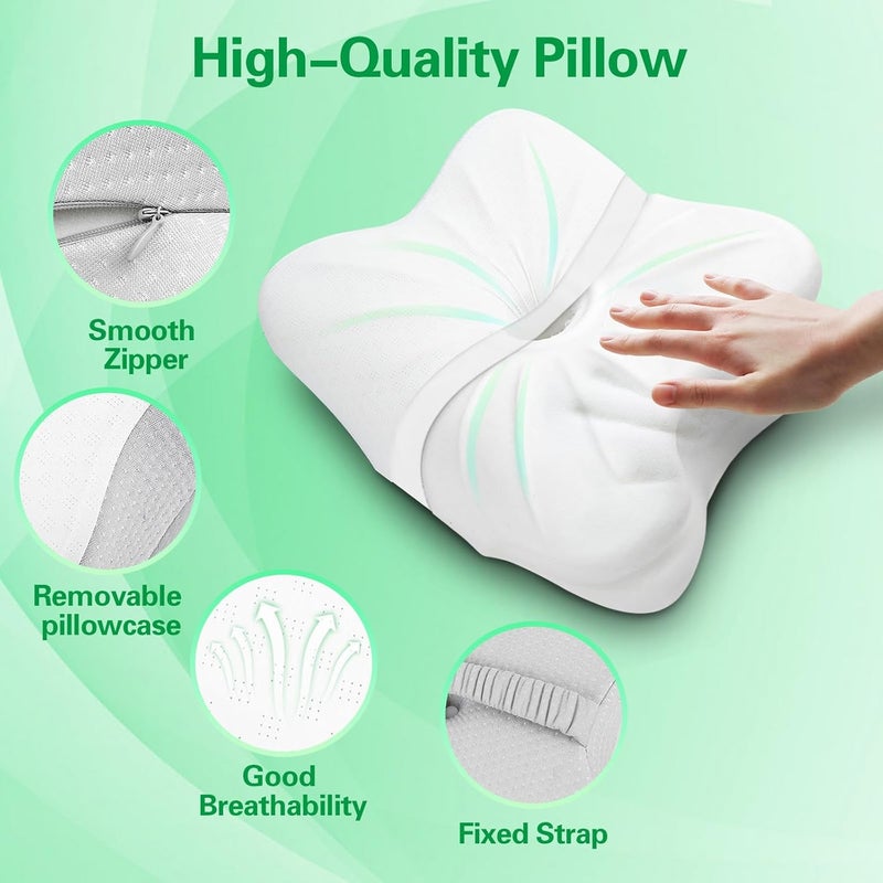 SAHEYER Memory Foam Travel Cervical Pillow, Small Camping Pillows for Sleeping with Strap, Neck Support Camping Gear Accessories - Travel Essentials for Sleeping, Backpacking, Hammock, Gray - Image 4